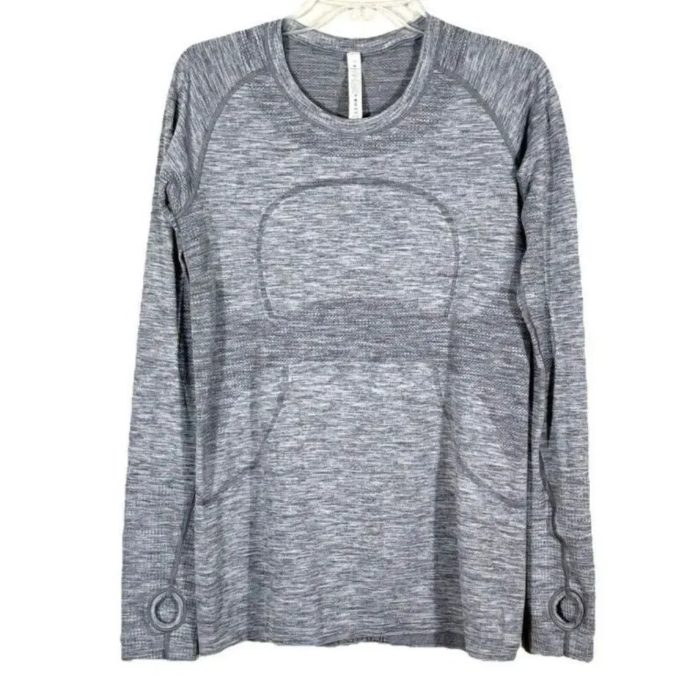 Lululemon Swiftly Tech Long Sleeve Shirt 2.0 Heathered Slate Gray Thumbholes 10